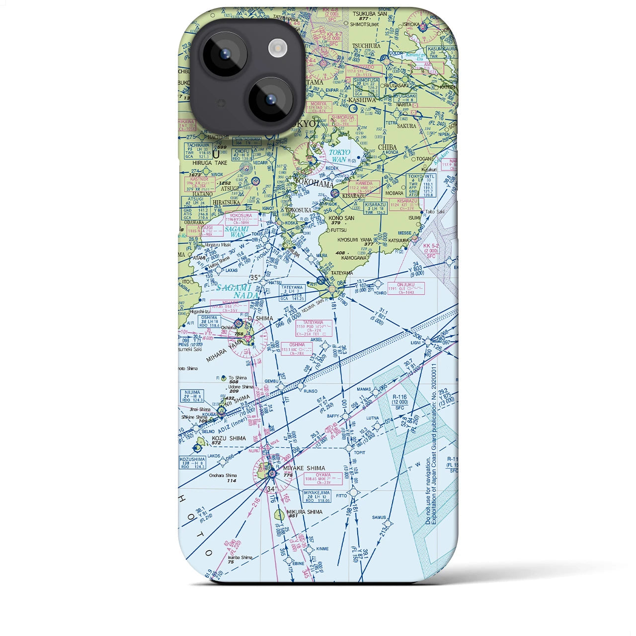 【東京航空図】地図柄iPhoneケース（バックカバータイプ・デイタイムフライト）iPhone 14 Plus 用