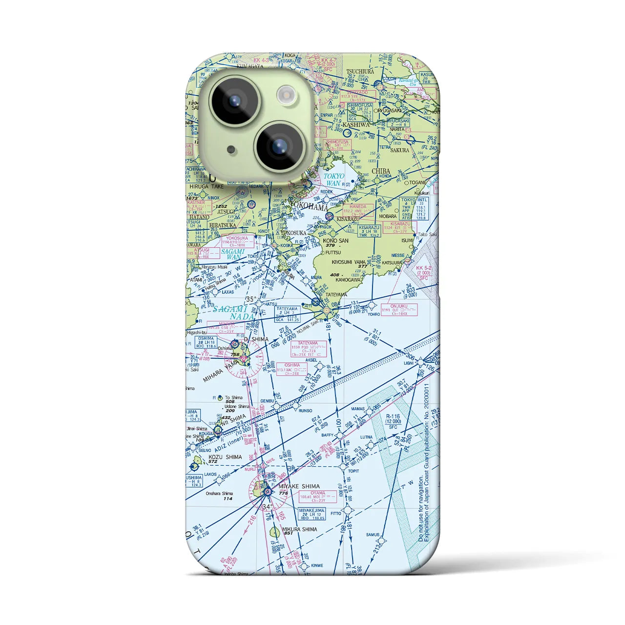 【東京航空図】地図柄iPhoneケース（バックカバータイプ・デイタイムフライト）iPhone 15 用