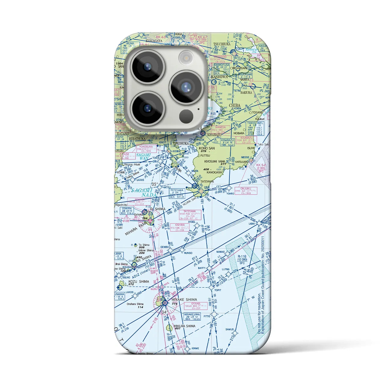【東京航空図】地図柄iPhoneケース（バックカバータイプ・デイタイムフライト）iPhone 15 Pro 用