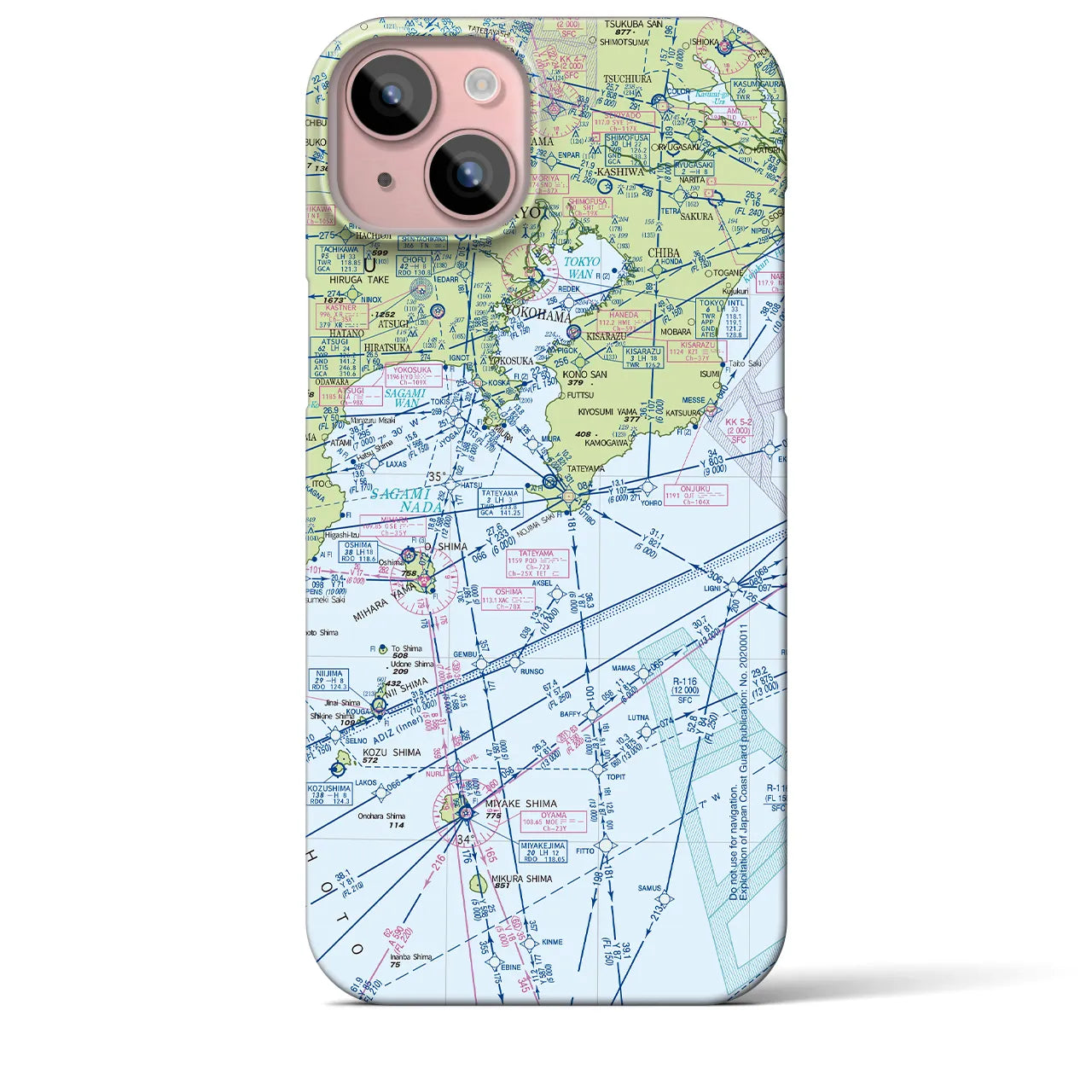 【東京航空図】地図柄iPhoneケース（バックカバータイプ・デイタイムフライト）iPhone 15 Plus 用