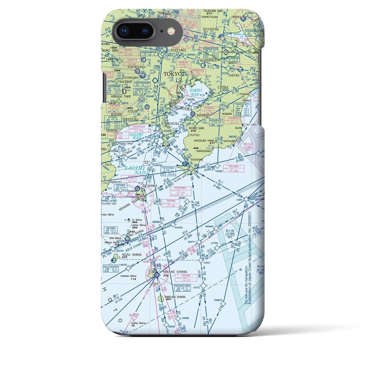 【東京航空図】地図柄iPhoneケース（バックカバータイプ・デイタイムフライト）iPhone 8Plus /7Plus / 6sPlus / 6Plus 用