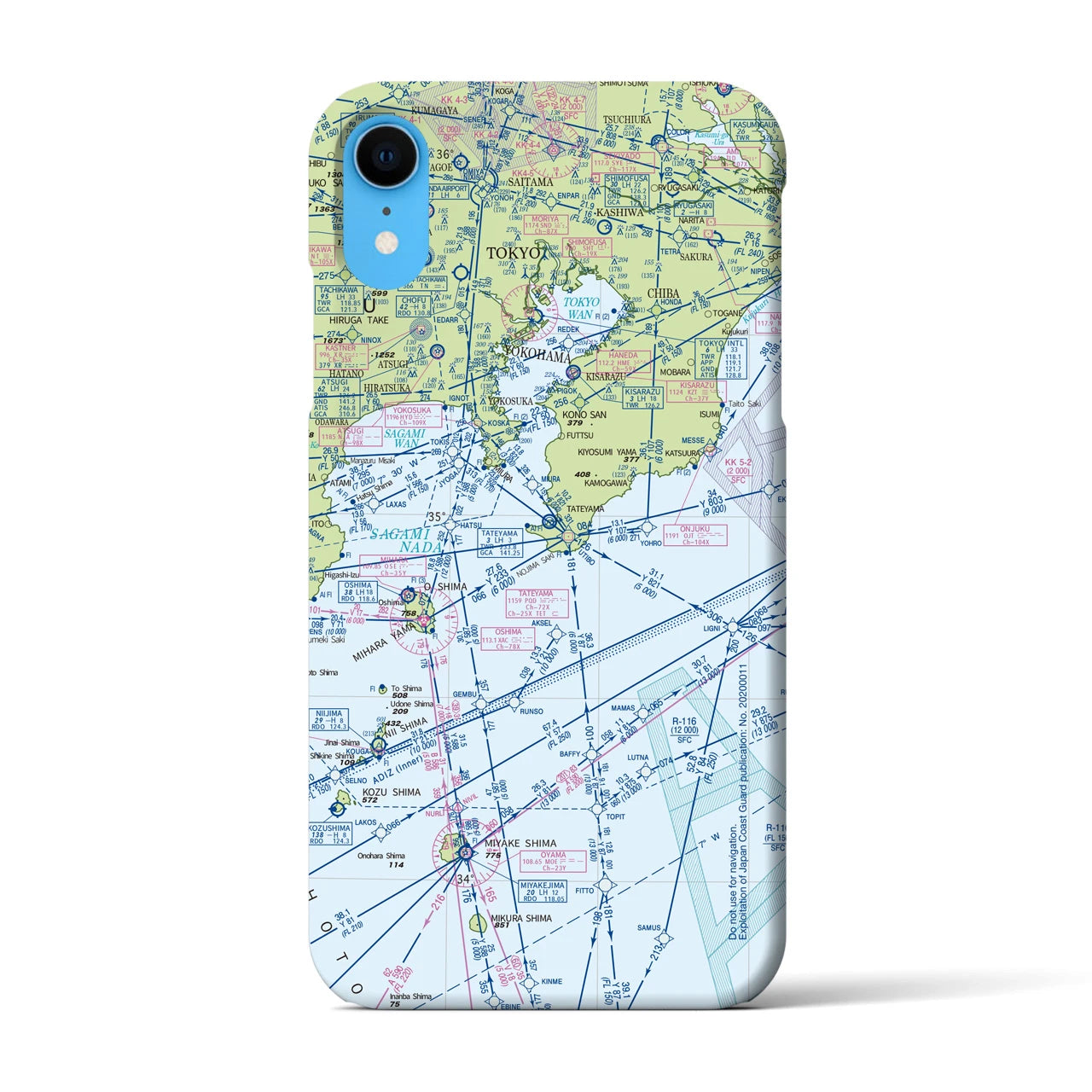 【東京航空図】地図柄iPhoneケース（バックカバータイプ・デイタイムフライト）iPhone XR 用