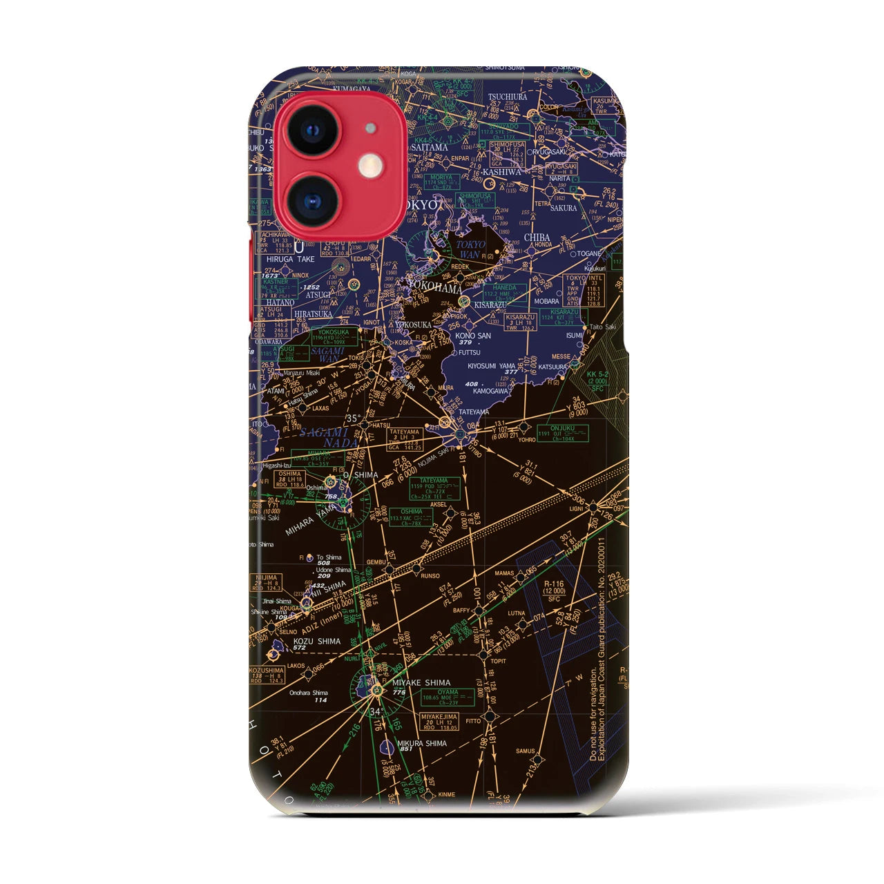 【東京航空図】地図柄iPhoneケース（バックカバータイプ・ナイトフライト）iPhone 11 用