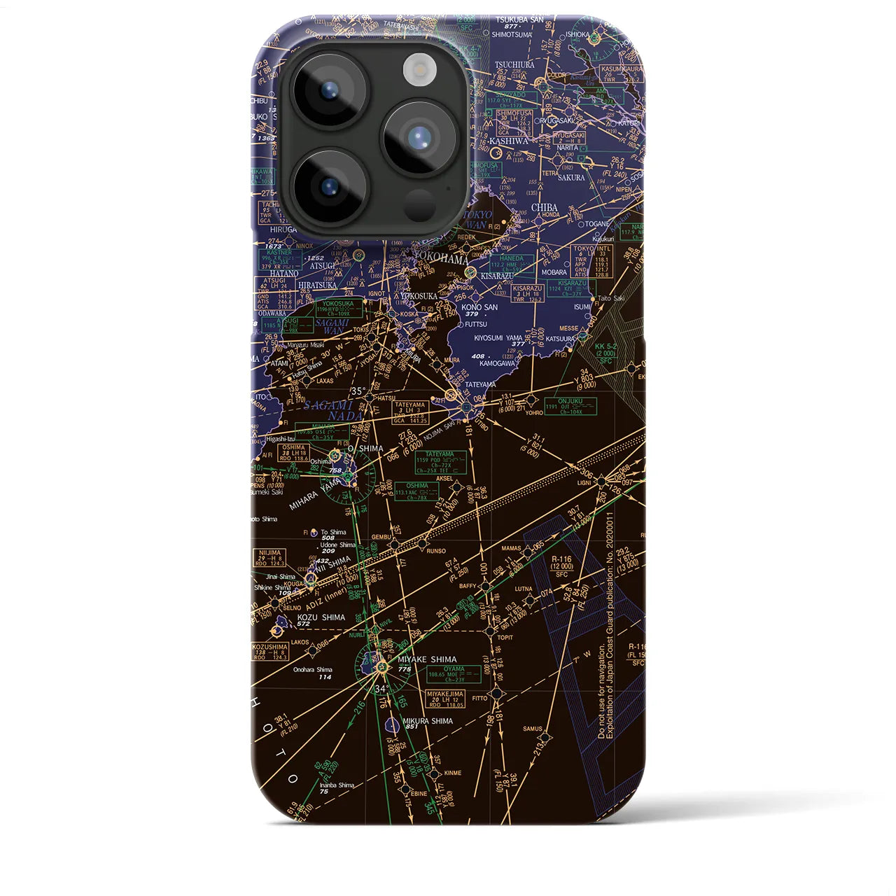 【東京航空図】地図柄iPhoneケース（バックカバータイプ・ナイトフライト）iPhone 15 Pro Max 用