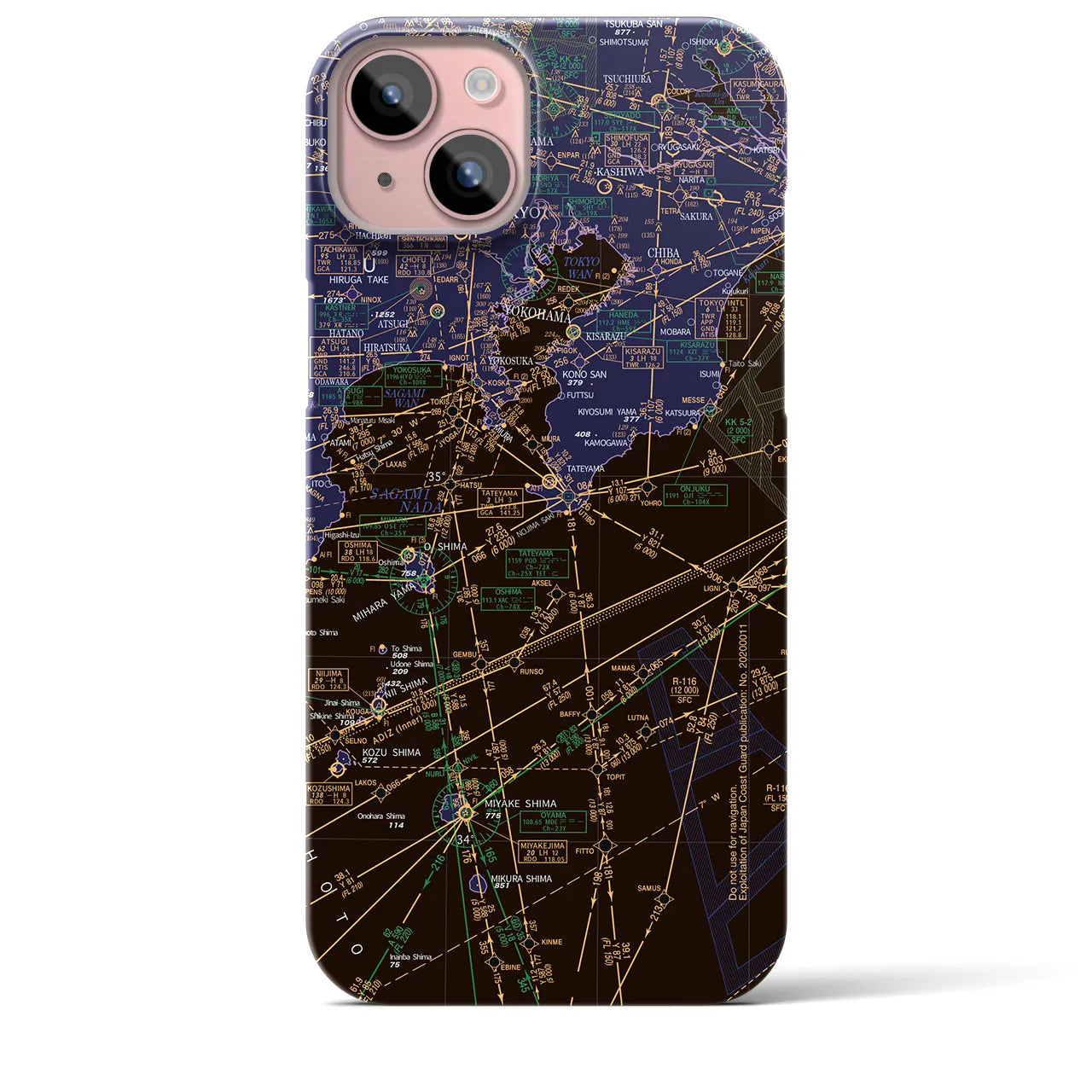 【東京航空図】地図柄iPhoneケース（バックカバータイプ・ナイトフライト）iPhone 15 Plus 用