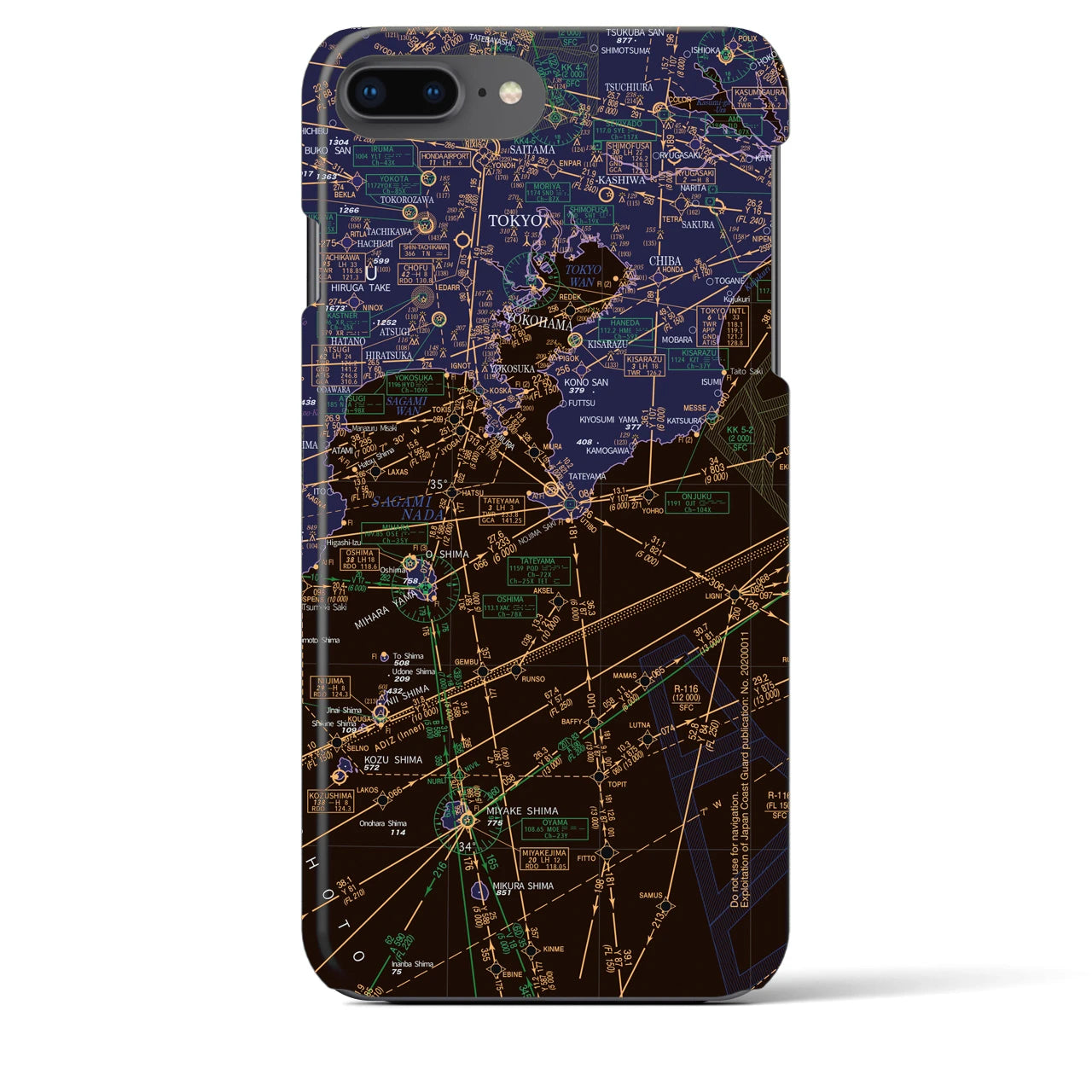 【東京航空図】地図柄iPhoneケース（バックカバータイプ・ナイトフライト）iPhone 8Plus /7Plus / 6sPlus / 6Plus 用