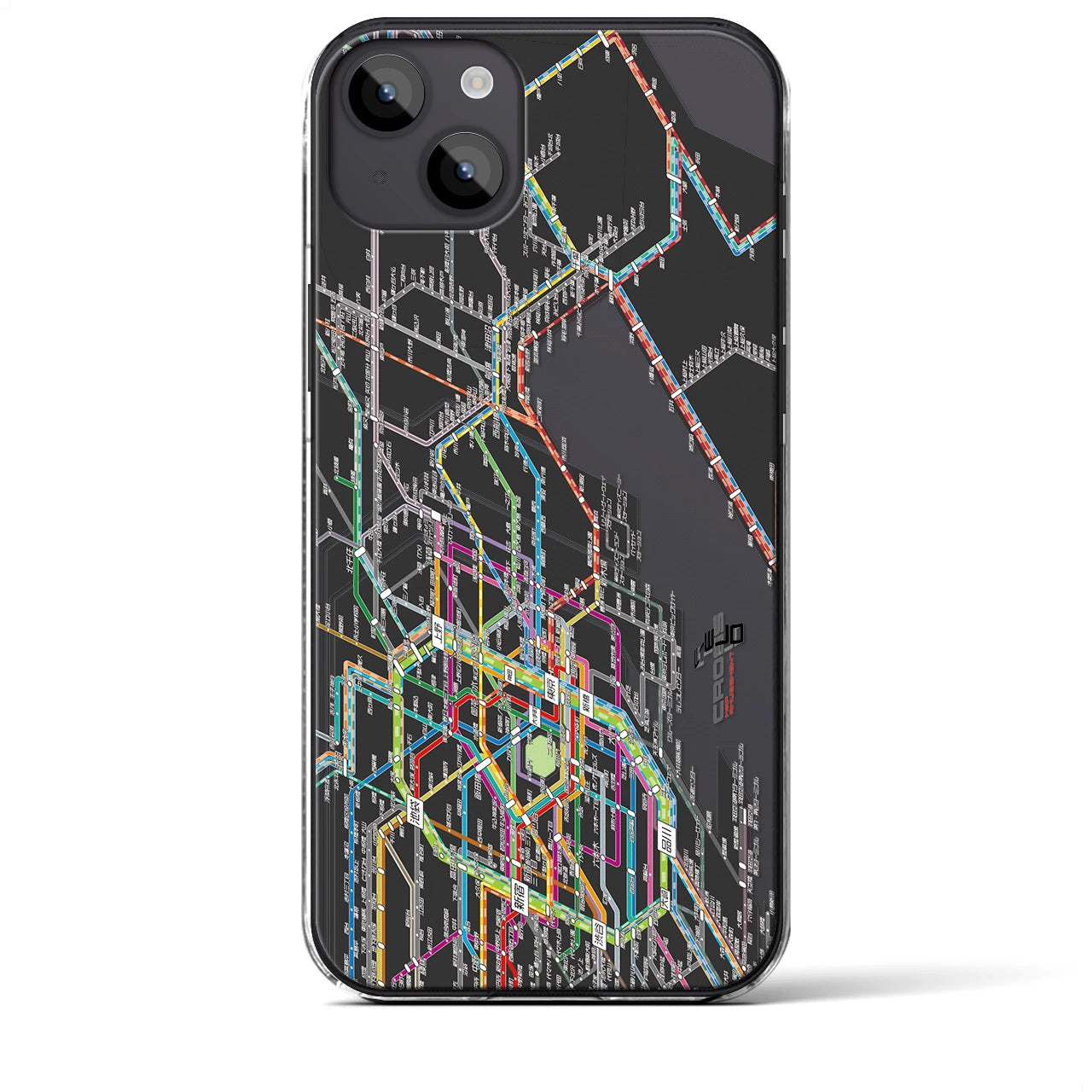【東京東部路線図】地図柄iPhoneケース（クリアタイプ・ブラック）iPhone 14 Plus 用