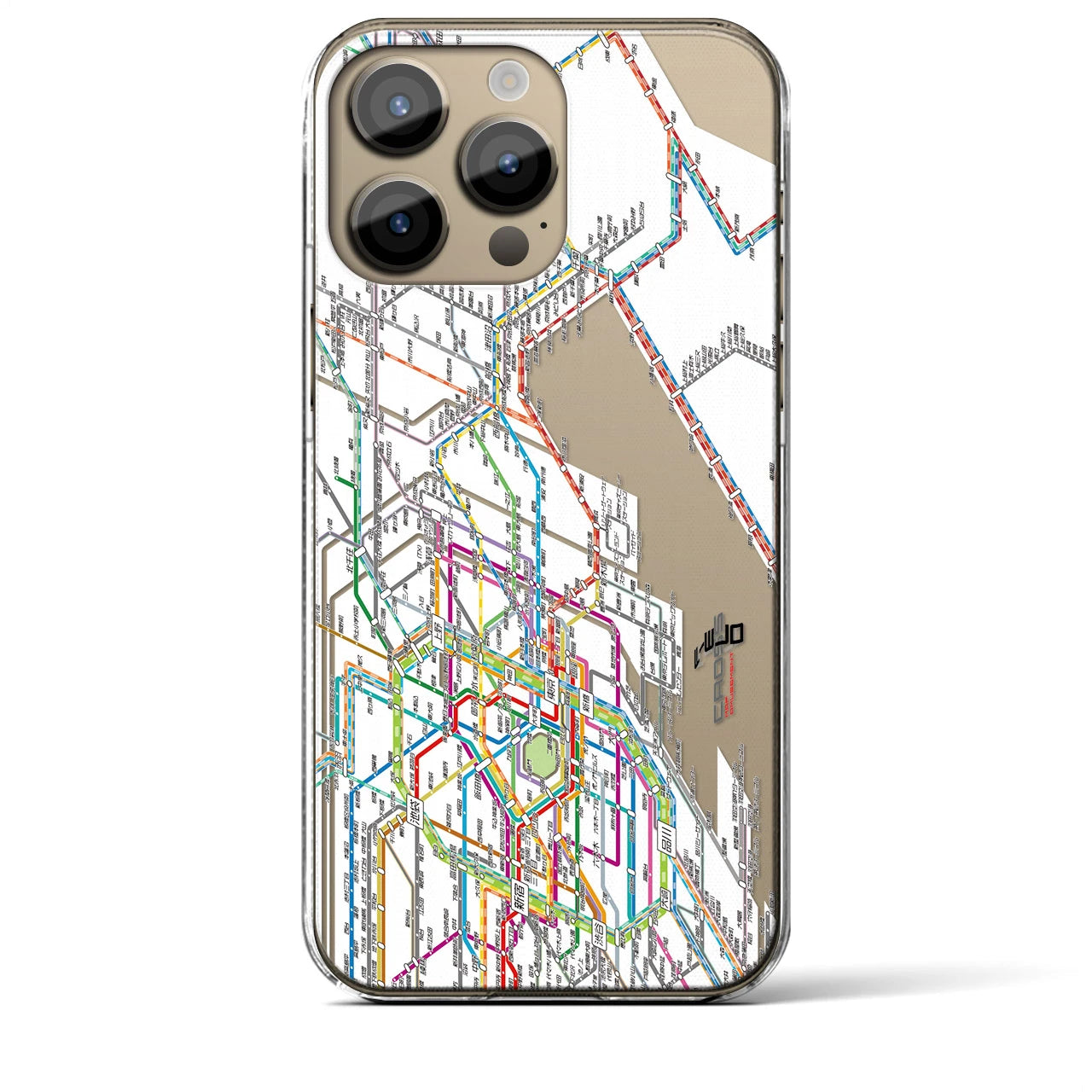 【東京東部路線図】地図柄iPhoneケース（クリアタイプ・ホワイト）iPhone 14 Pro Max 用