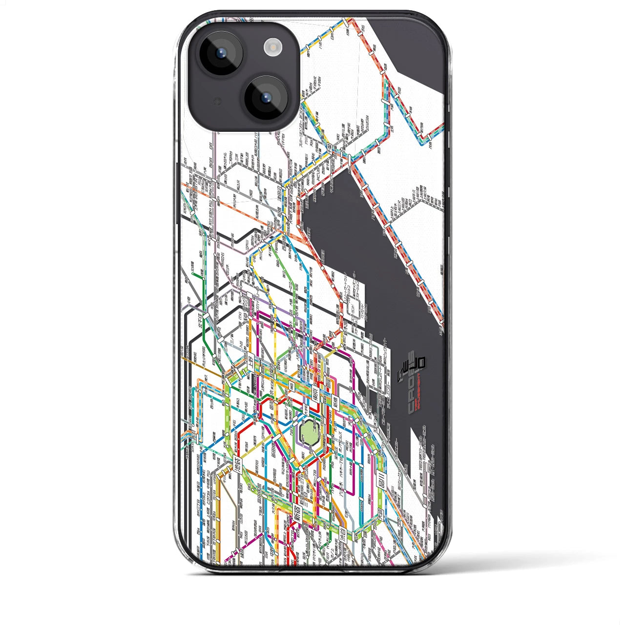 【東京東部路線図】地図柄iPhoneケース（クリアタイプ・ホワイト）iPhone 14 Plus 用