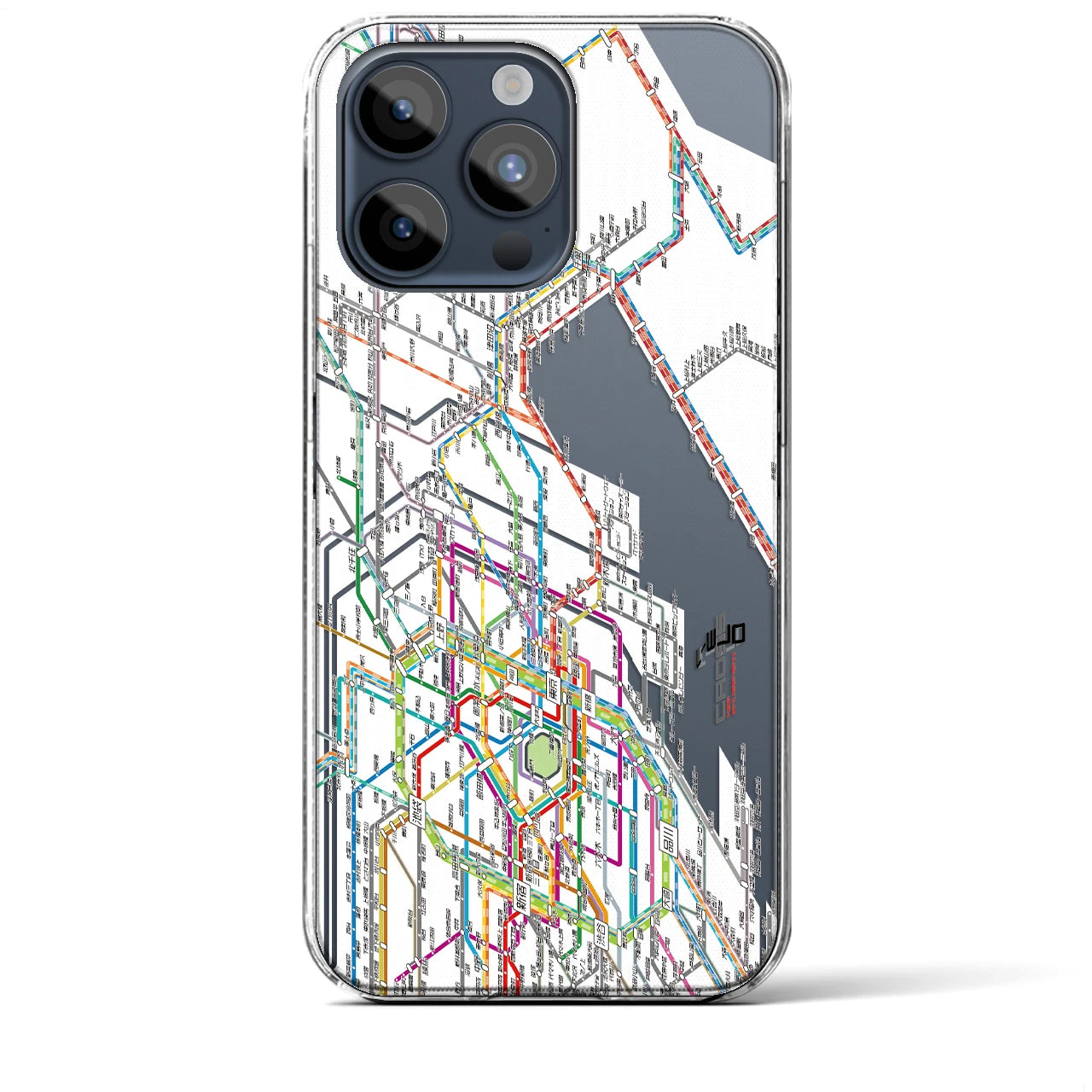 【東京東部路線図】地図柄iPhoneケース（クリアタイプ・ホワイト）iPhone 15 Pro Max 用