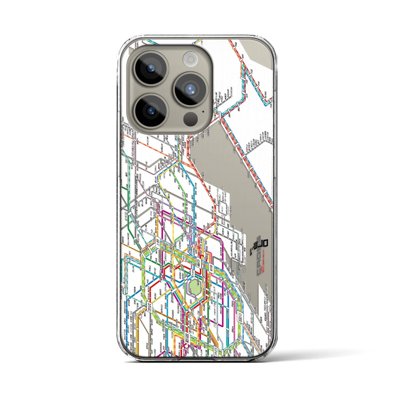 【東京東部路線図】地図柄iPhoneケース（クリアタイプ・ホワイト）iPhone 15 Pro 用