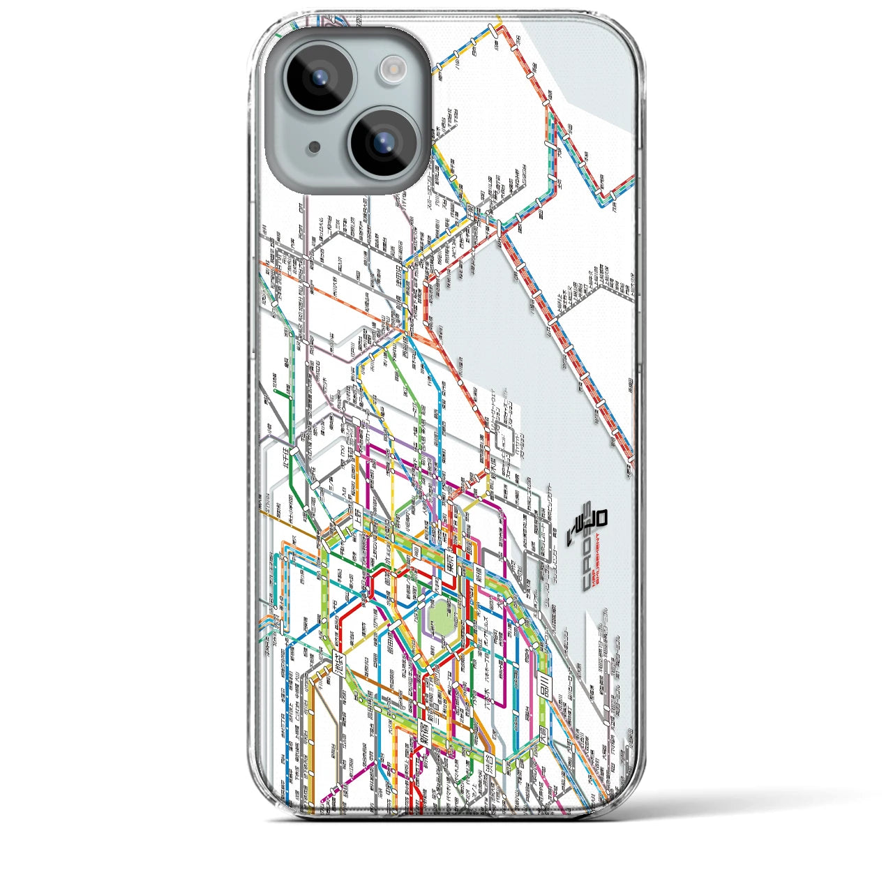 【東京東部路線図】地図柄iPhoneケース（クリアタイプ・ホワイト）iPhone 15 Plus 用