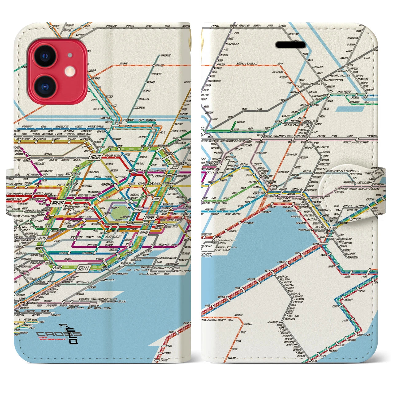 【東京東部路線図】地図柄iPhoneケース（手帳両面タイプ・ホワイト）iPhone 11 用