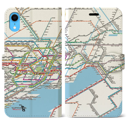 【東京東部路線図（東京都）】路線図iPhoneケース（手帳タイプ）ホワイト・iPhone XR 用