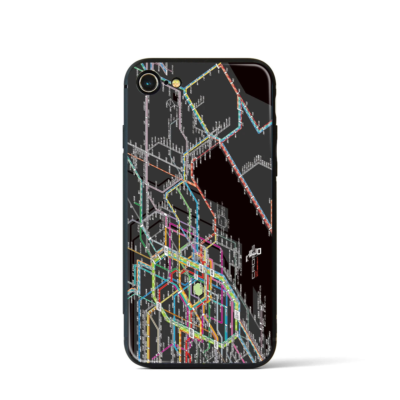 【東京東部路線図】地図柄iPhoneケース（背面ガラスタイプ・ブラック）iPhone SE（第3 / 第2世代） / 8 / 7 用