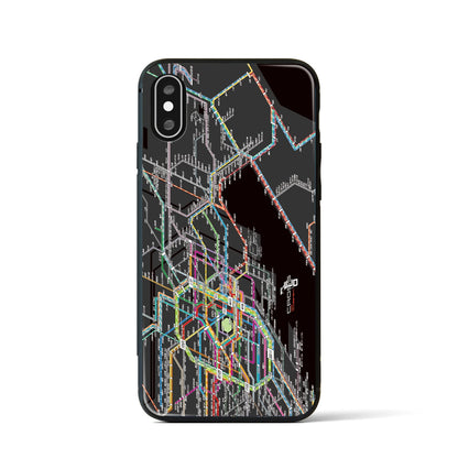 【東京東部路線図】地図柄iPhoneケース（背面ガラスタイプ・ブラック）iPhone XS / X 用