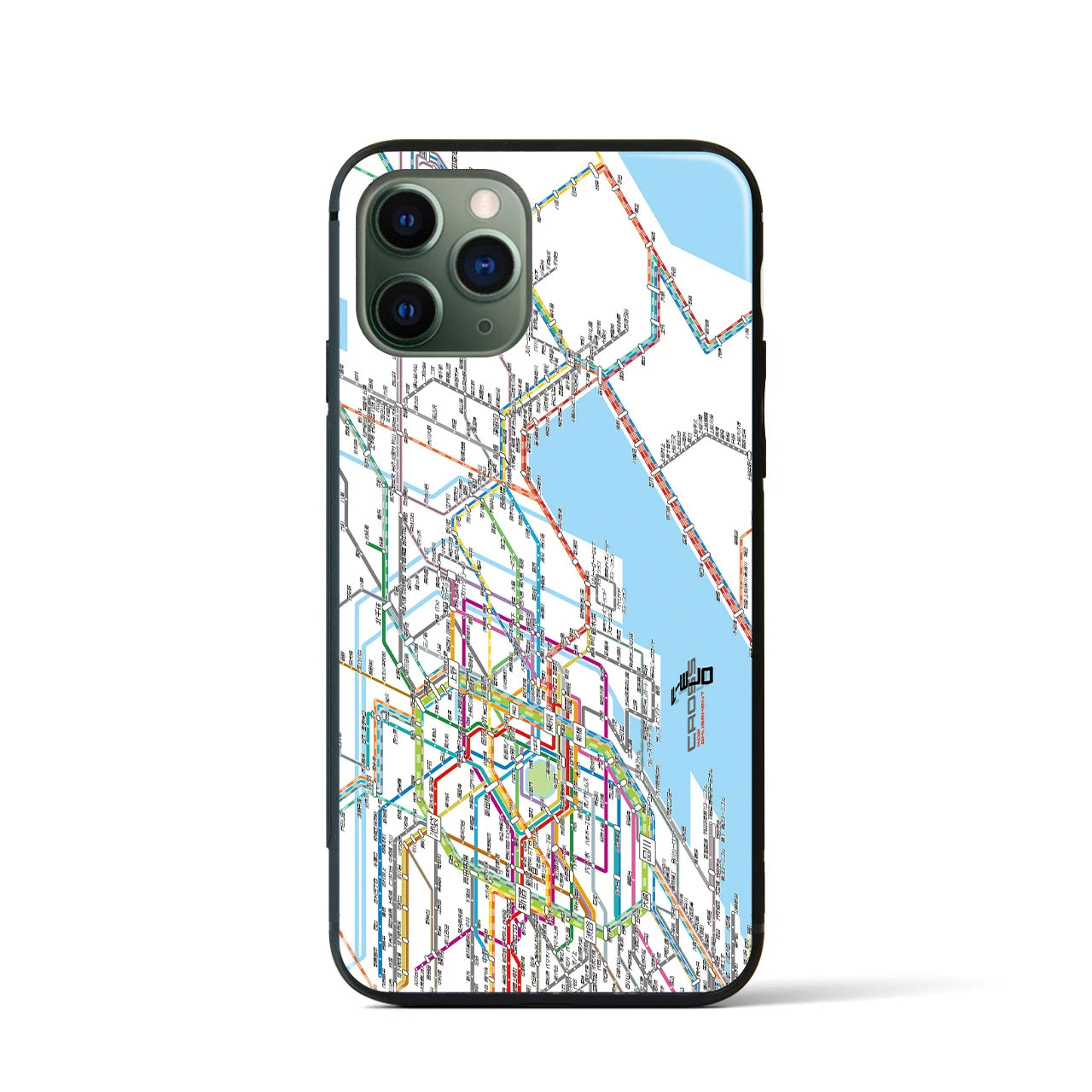 【東京東部路線図】地図柄iPhoneケース（背面ガラスタイプ・ホワイト）iPhone 11 Pro 用
