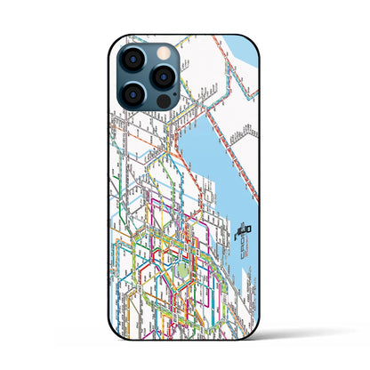 【東京東部路線図】地図柄iPhoneケース（背面ガラスタイプ・ホワイト）iPhone 12 / 12 Pro 用