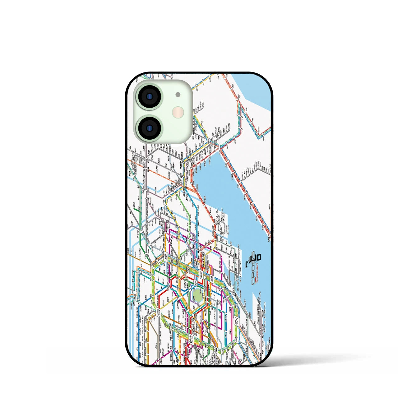 【東京東部路線図】地図柄iPhoneケース（背面ガラスタイプ・ホワイト）iPhone 12 mini 用