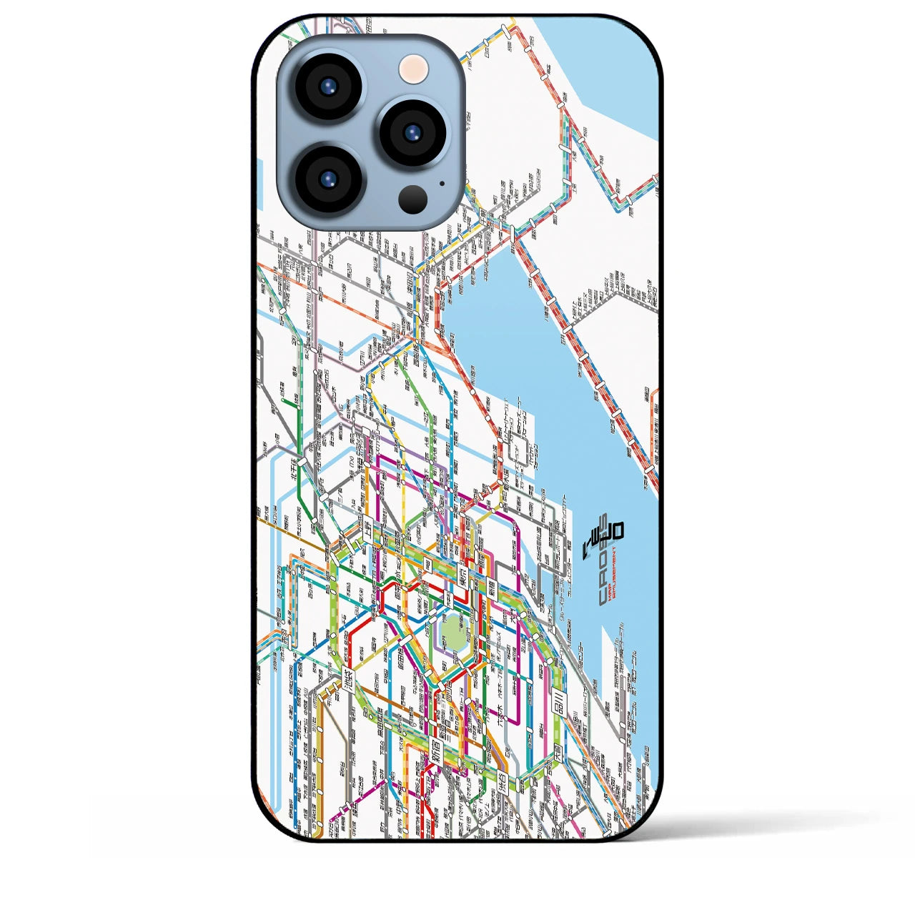【東京東部路線図】地図柄iPhoneケース（背面ガラスタイプ・ホワイト）iPhone 13 Pro Max 用