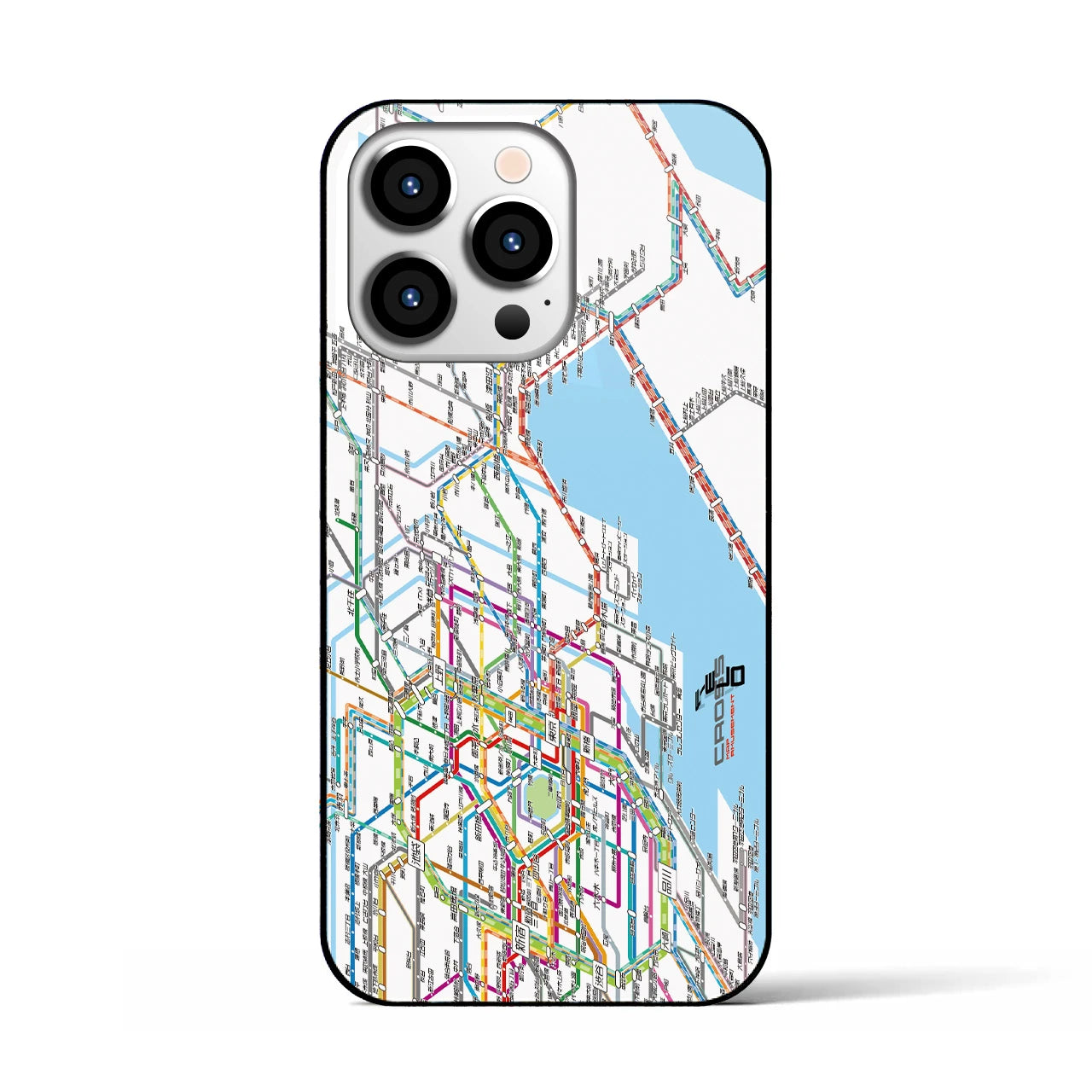 【東京東部路線図】地図柄iPhoneケース（背面ガラスタイプ・ホワイト）iPhone 13 Pro 用