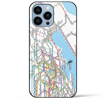 【東京東部路線図】地図柄iPhoneケース（背面ガラスタイプ・ホワイト）iPhone 15 Plus 用