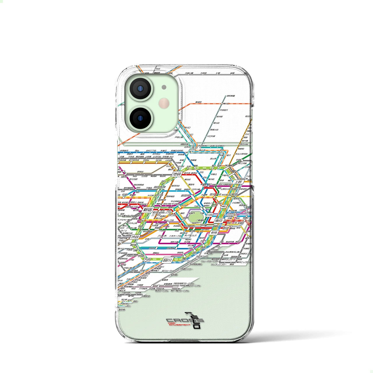 【東京路線図】地図柄iPhoneケース（クリアタイプ・ホワイト）iPhone 12 mini 用