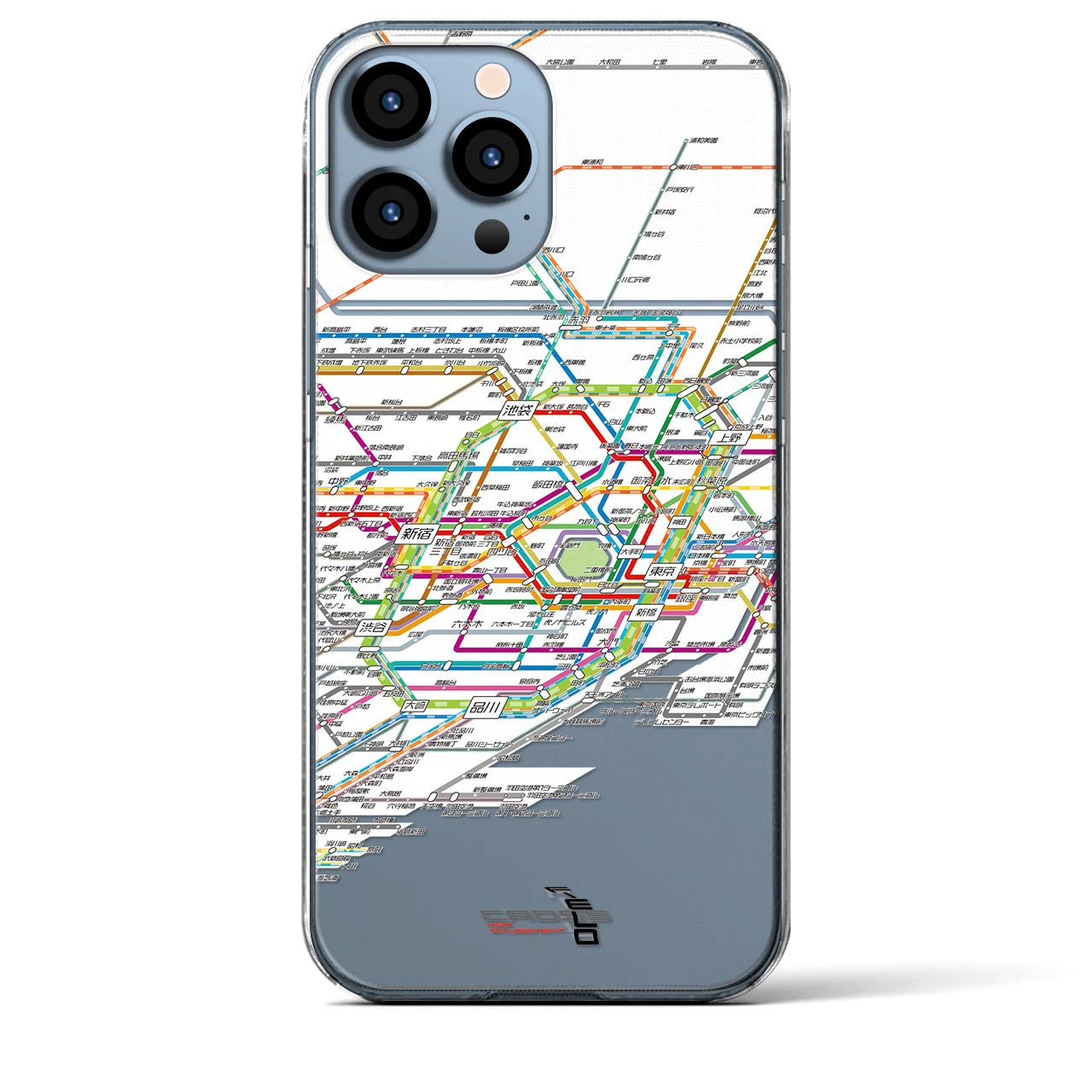 【東京路線図】地図柄iPhoneケース（クリアタイプ・ホワイト）iPhone 13 Pro Max 用