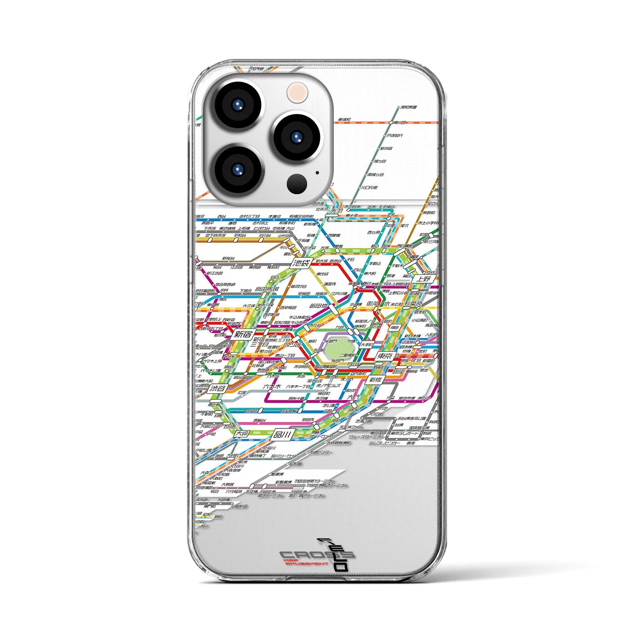 【東京路線図】地図柄iPhoneケース（クリアタイプ・ホワイト）iPhone 13 Pro 用