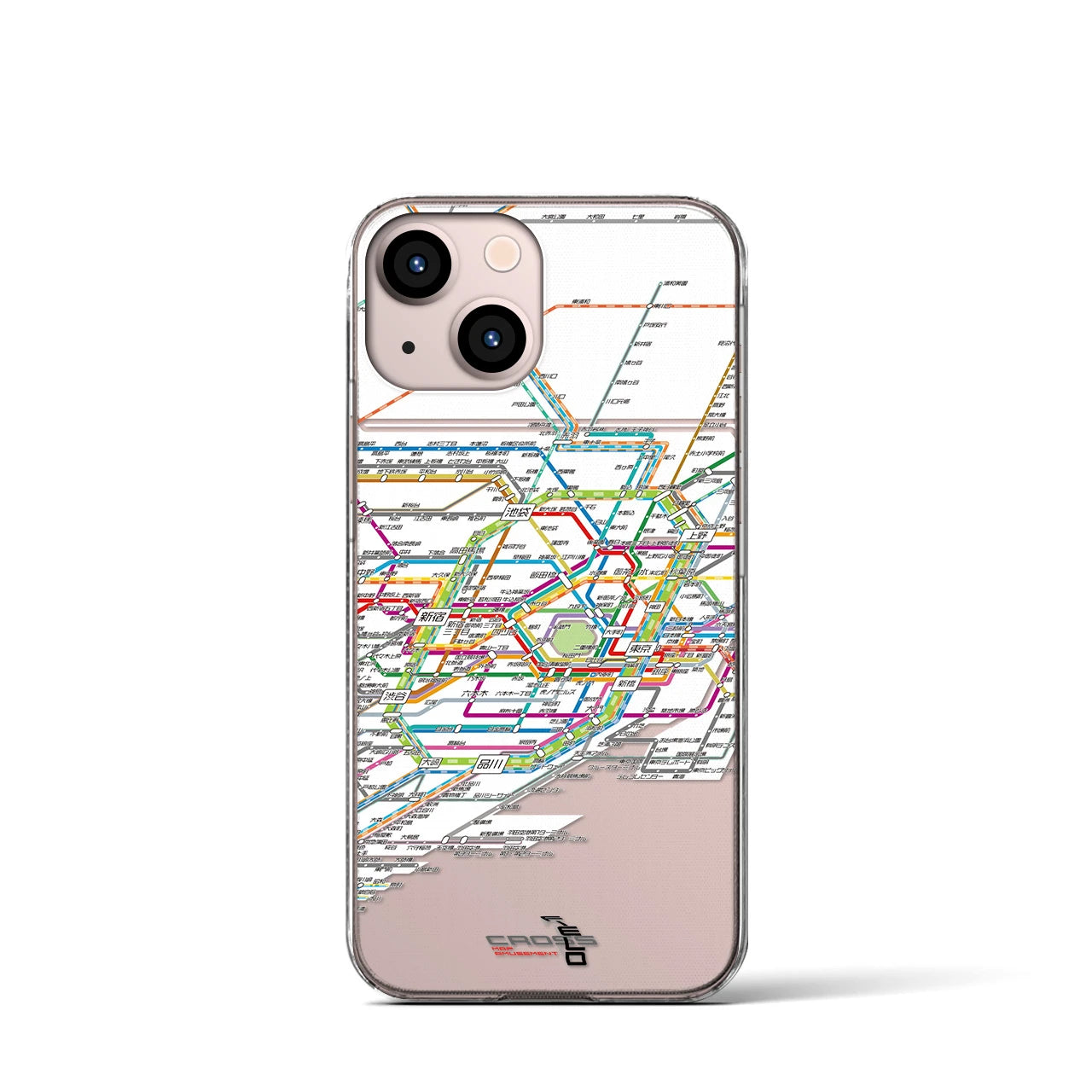 【東京路線図】地図柄iPhoneケース（クリアタイプ・ホワイト）iPhone 13 mini 用