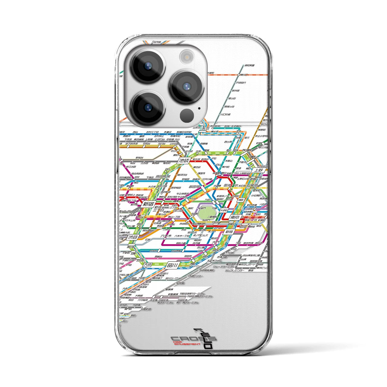 【東京路線図】地図柄iPhoneケース（クリアタイプ・ホワイト）iPhone 14 Pro 用