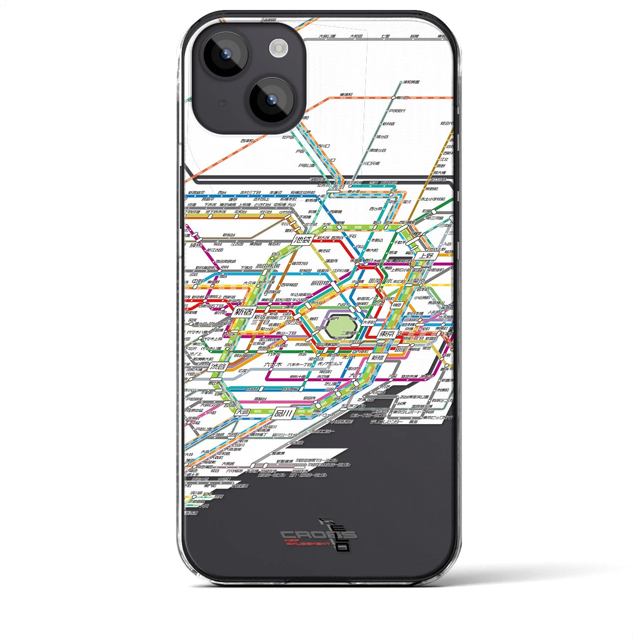 【東京路線図】地図柄iPhoneケース（クリアタイプ・ホワイト）iPhone 14 Plus 用