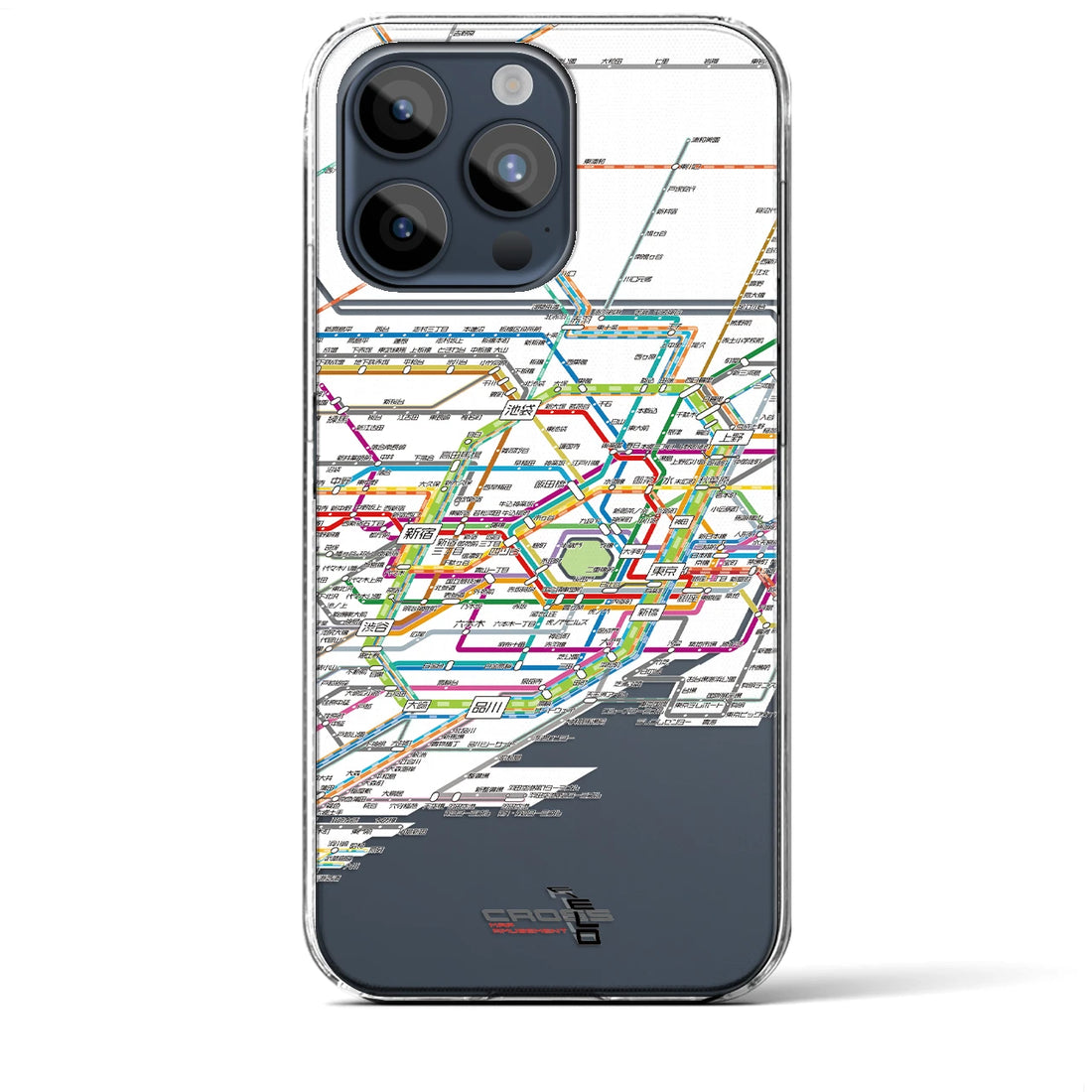 【東京路線図】地図柄iPhoneケース（クリアタイプ・ホワイト）iPhone 15 Pro Max 用