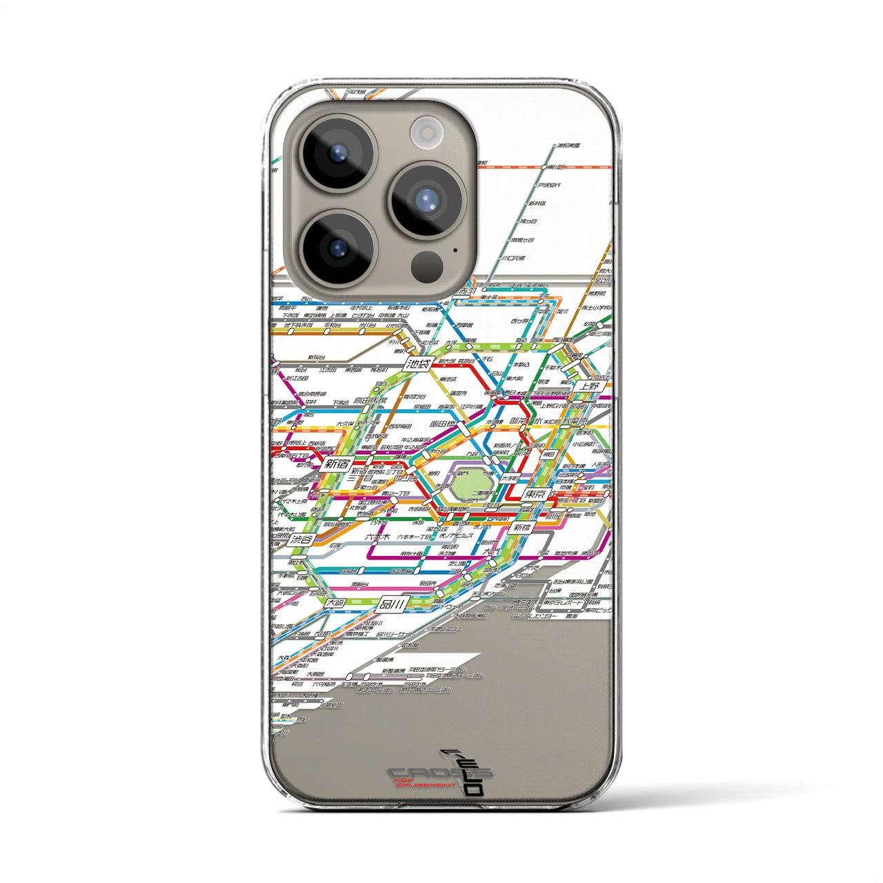 【東京路線図】地図柄iPhoneケース（クリアタイプ・ホワイト）iPhone 15 Pro 用