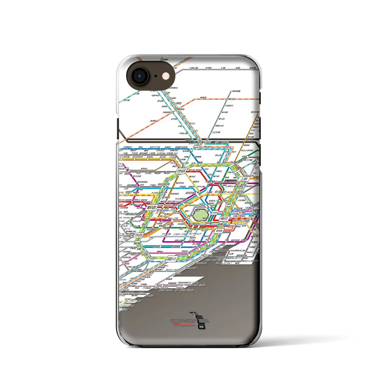 【東京路線図】地図柄iPhoneケース（クリアタイプ・ホワイト）iPhone SE（第3 / 第2世代） / 8 / 7 / 6s / 6 用
