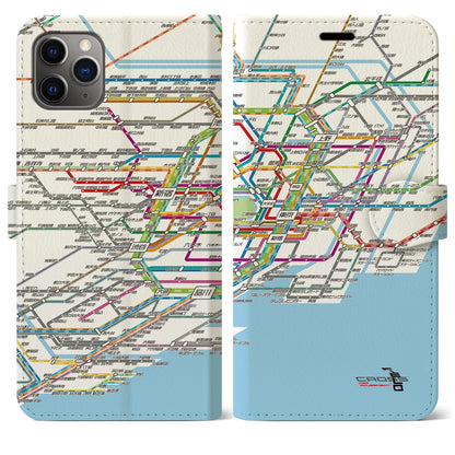 【東京路線図（東京都）】路線図iPhoneケース（手帳タイプ）ホワイト・iPhone 11 Pro Max 用