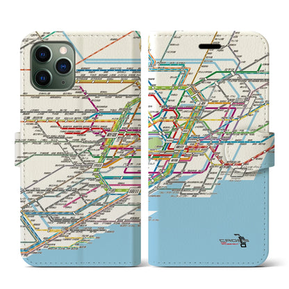 【東京路線図（東京都）】路線図iPhoneケース（手帳タイプ）ホワイト・iPhone 11 Pro 用