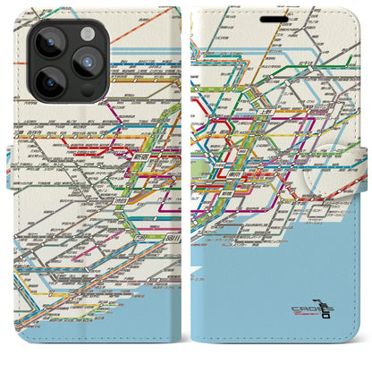 【東京路線図（東京都）】路線図iPhoneケース（手帳タイプ）ホワイト・iPhone 15 Pro Max 用