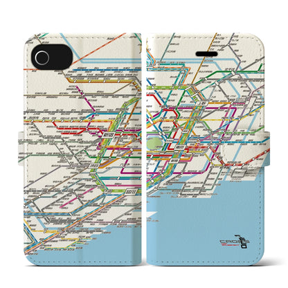 【東京路線図（東京都）】路線図iPhoneケース（手帳タイプ）ホワイト・iPhone SE（第3 / 第2世代） / 8 / 7 / 6s / 6 用