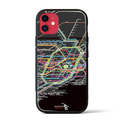 【東京路線図】地図柄iPhoneケース（背面ガラスタイプ・ブラック）iPhone 11 用