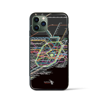 【東京路線図】地図柄iPhoneケース（背面ガラスタイプ・ブラック）iPhone 11 Pro 用