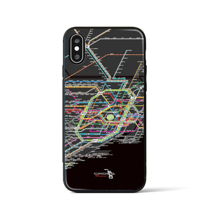 【東京路線図】地図柄iPhoneケース（背面ガラスタイプ・ブラック）iPhone XS / X 用