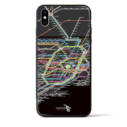 【東京路線図】地図柄iPhoneケース（背面ガラスタイプ・ブラック）iPhone XS Max 用