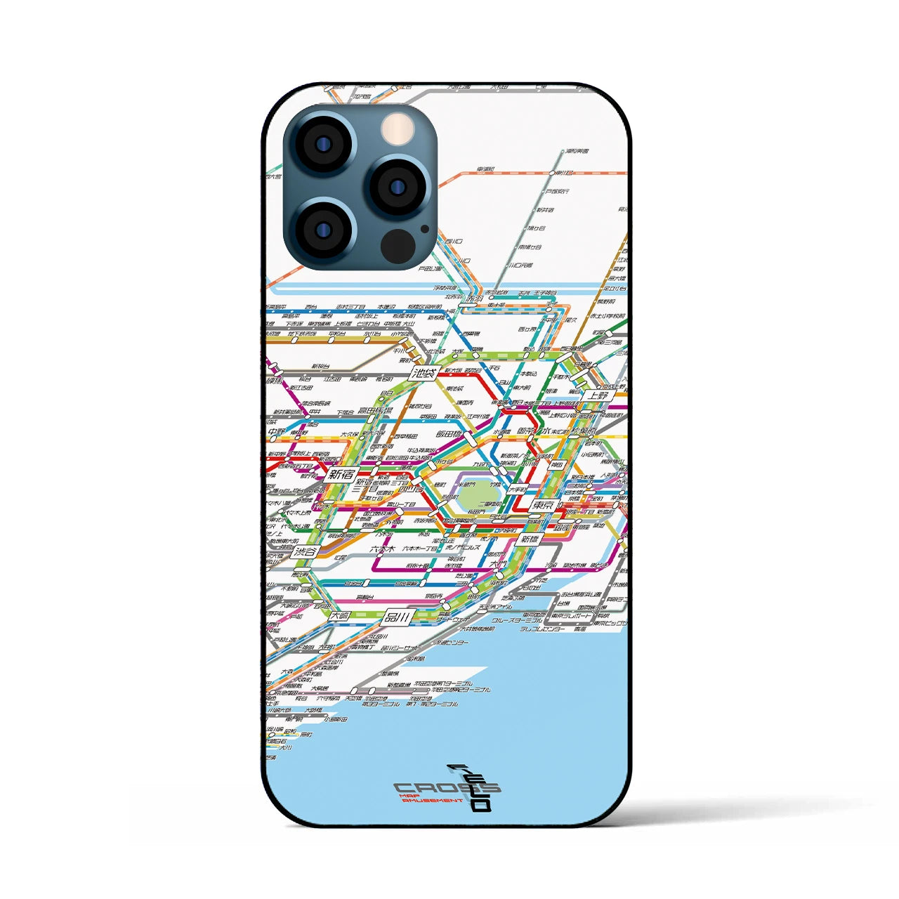 【東京路線図】地図柄iPhoneケース（背面ガラスタイプ・ホワイト）iPhone 12 / 12 Pro 用