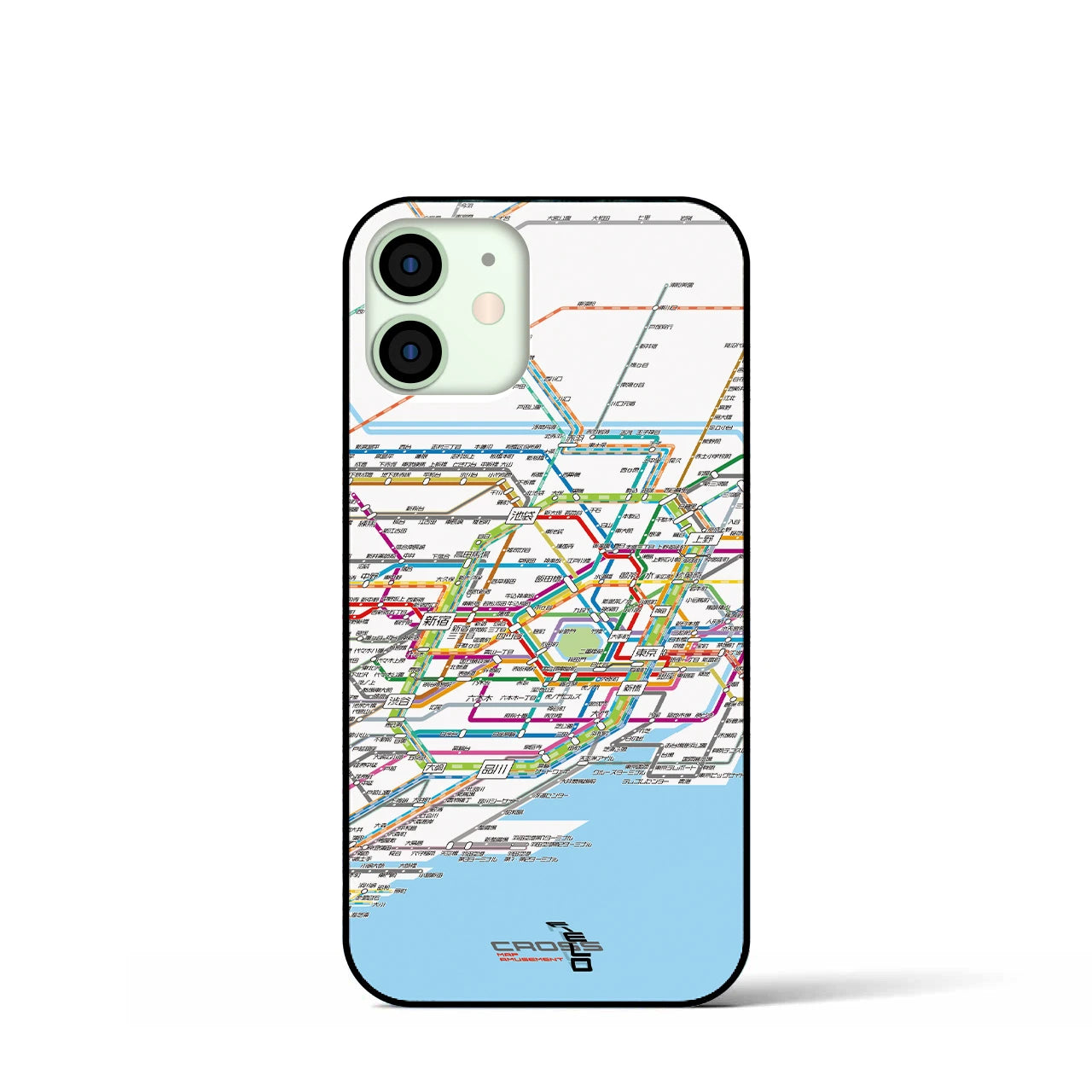 【東京路線図】地図柄iPhoneケース（背面ガラスタイプ・ホワイト）iPhone 12 mini 用