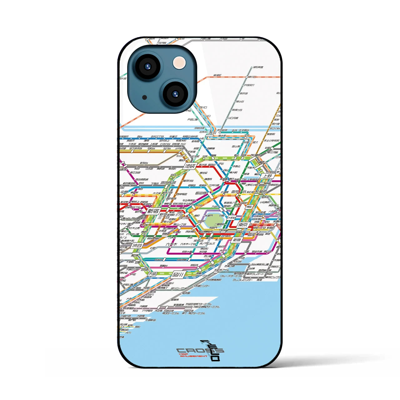 【東京路線図】地図柄iPhoneケース（背面ガラスタイプ・ホワイト）iPhone 13 用