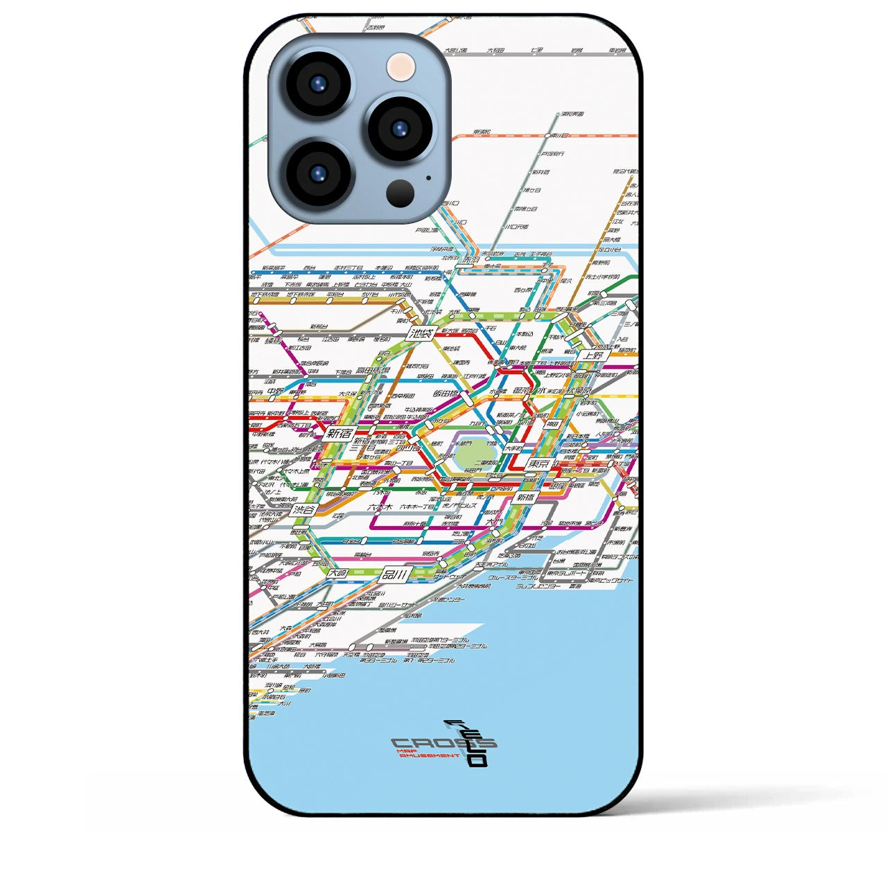 【東京路線図】地図柄iPhoneケース（背面ガラスタイプ・ホワイト）iPhone 13 Pro Max 用