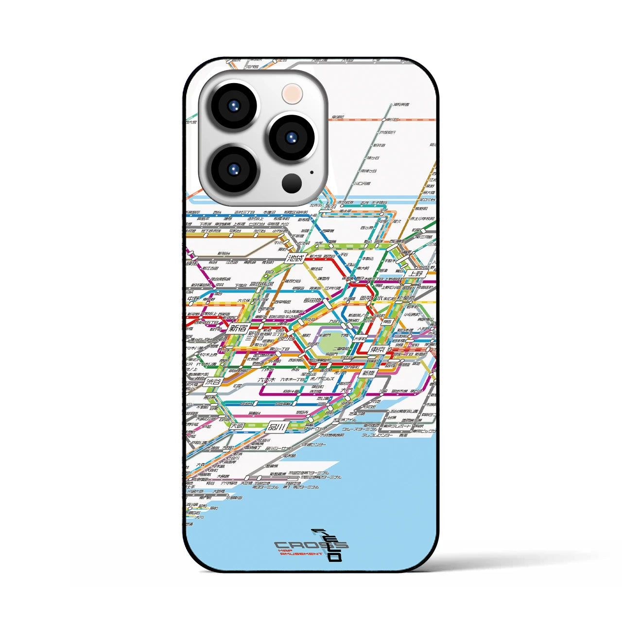 【東京路線図】地図柄iPhoneケース（背面ガラスタイプ・ホワイト）iPhone 13 Pro 用