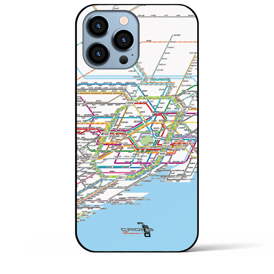 【東京路線図】地図柄iPhoneケース（背面ガラスタイプ・ホワイト）iPhone 15 Pro Max 用