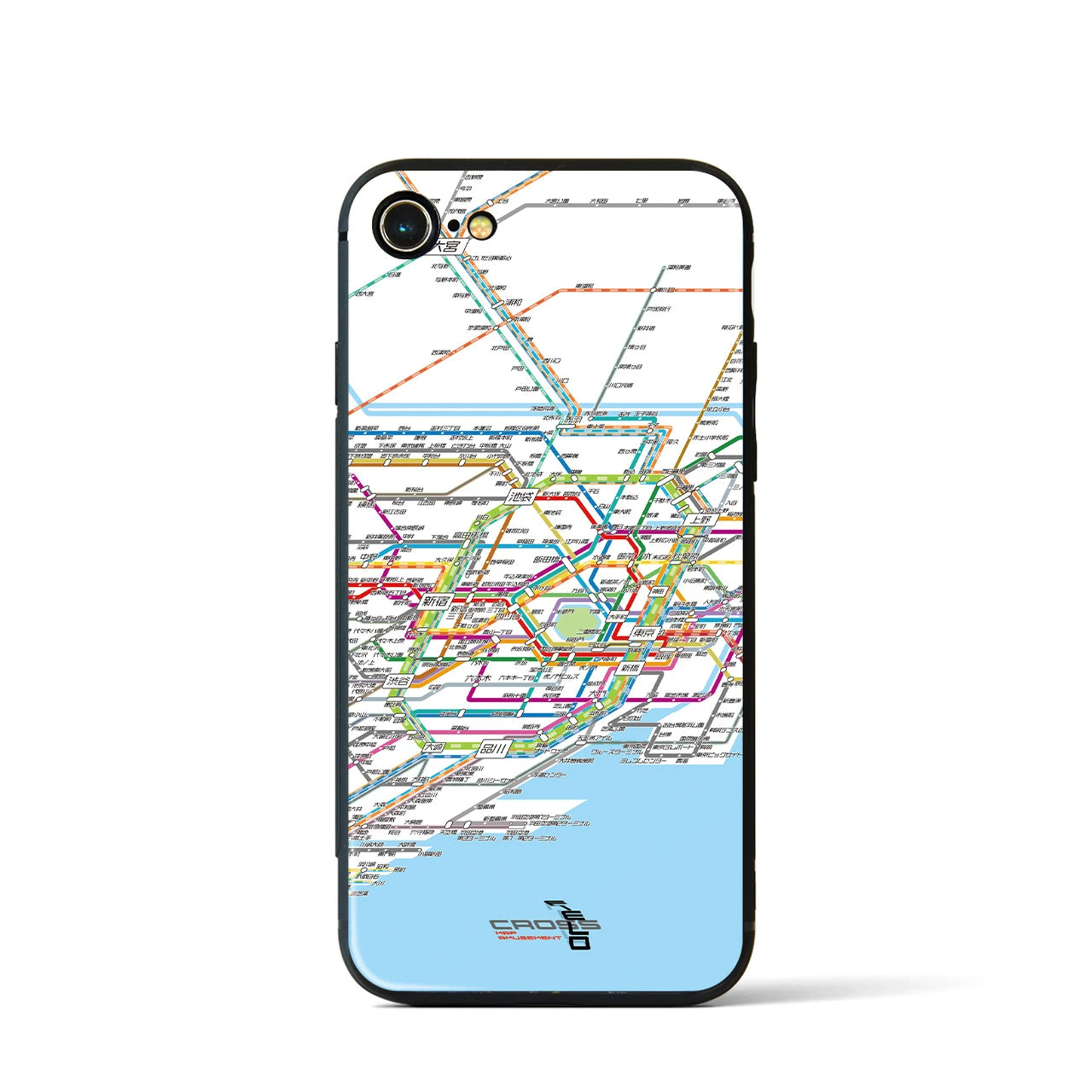 【東京路線図】地図柄iPhoneケース（背面ガラスタイプ・ホワイト）iPhone SE（第3 / 第2世代） / 8 / 7 用